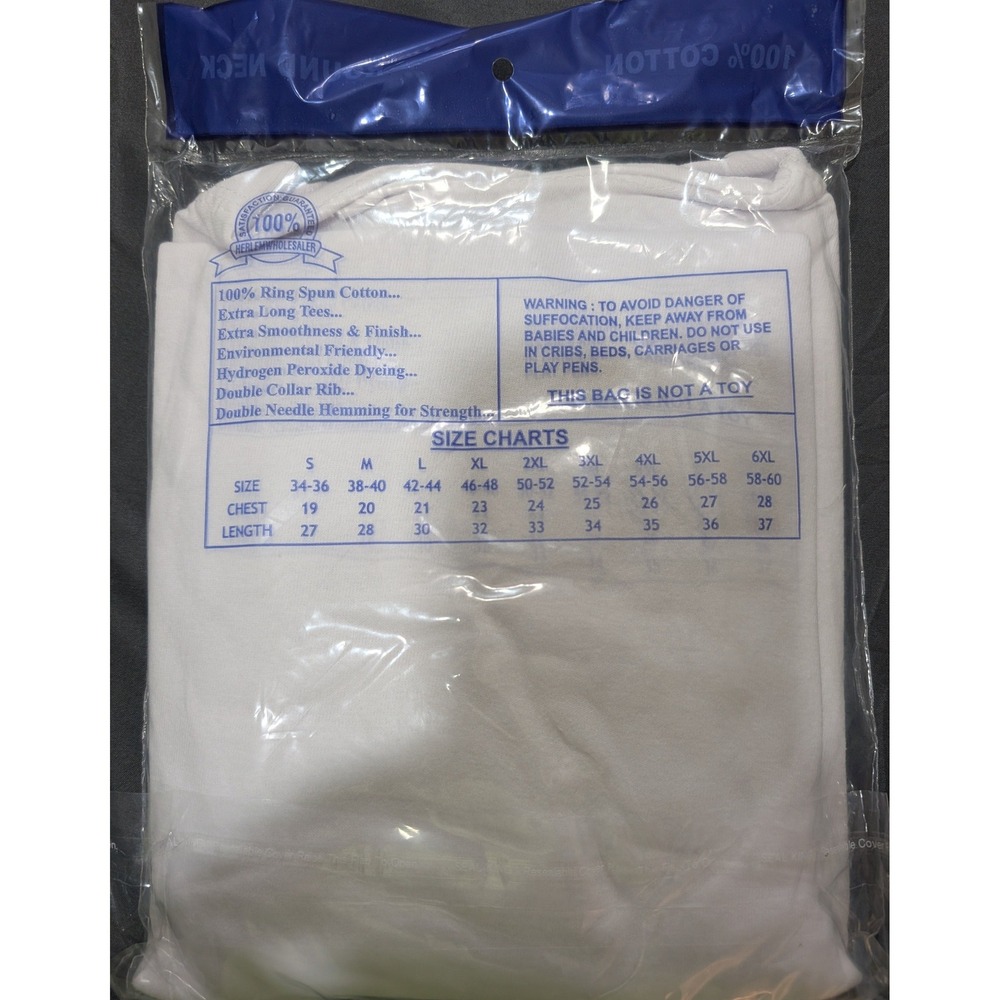 Tanu Harlem USA Premium Quality T-Shirt White 100% Cotton 3XL New - Picture 2 of 2